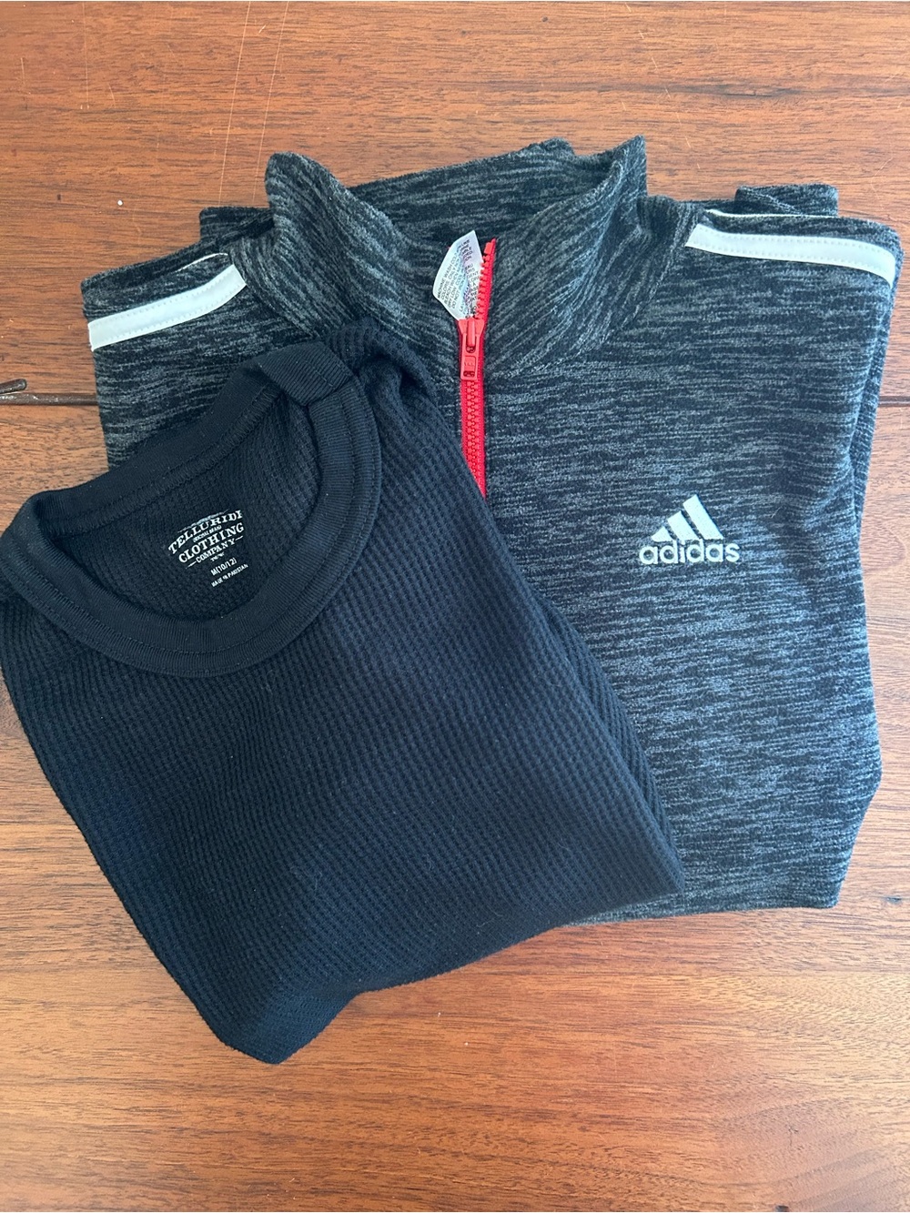 Adidas Black & Charcoal Youth Half-Zip Training Top with Black thermal shirt